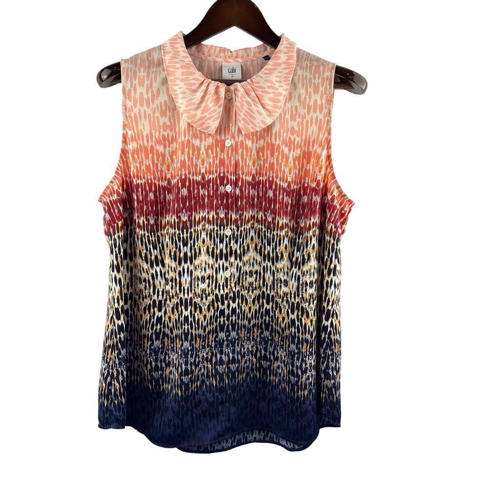 Women’s Cabi XL Multicolored Patterned Sleeveless Button Up Blouse